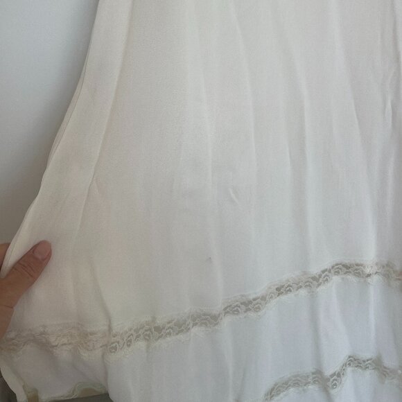 Reformation Woodson Lace Inset Button Front Midi Dress in Ivory - Picture 4 of 8